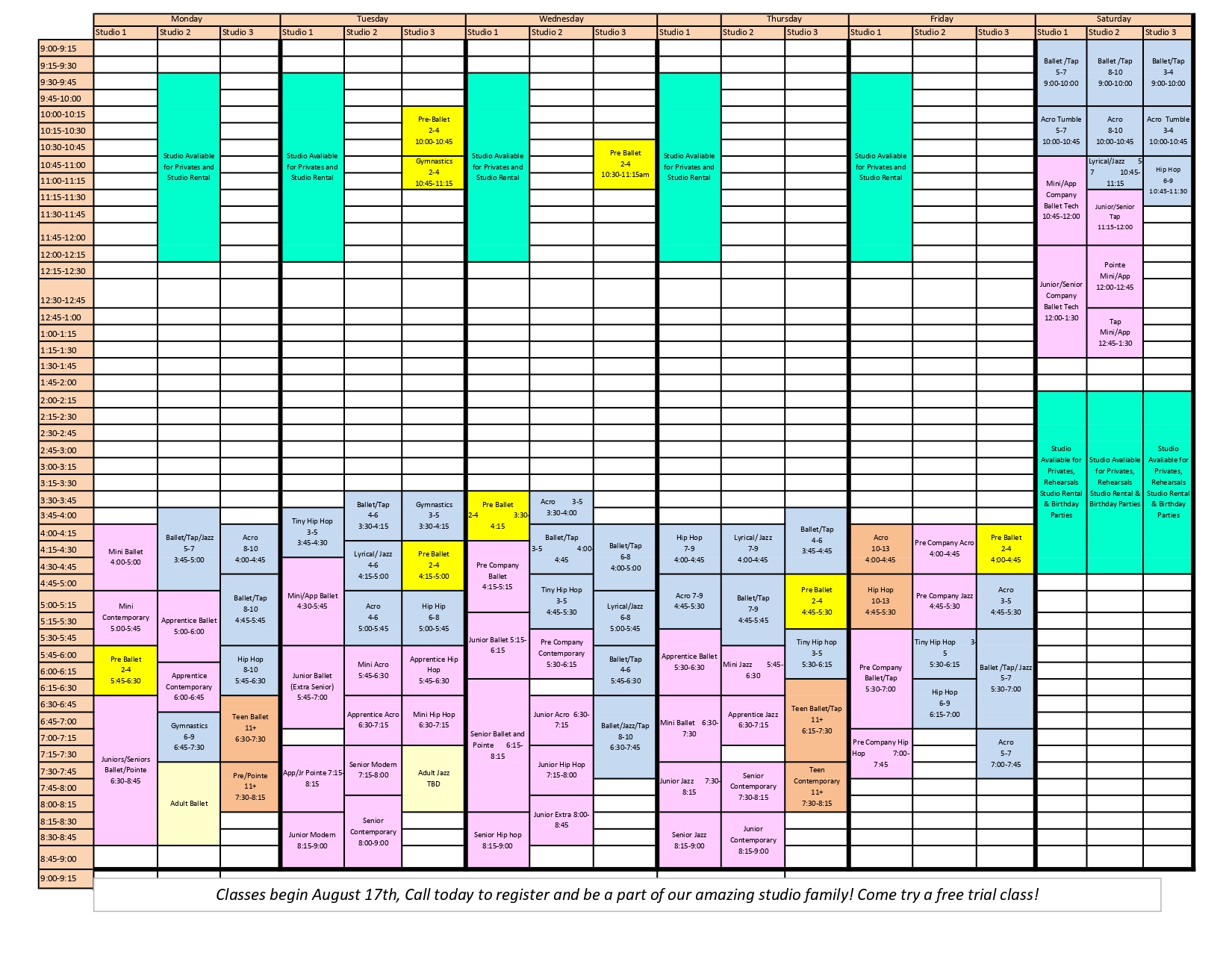 Fall Schedule 2026